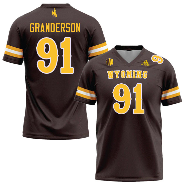 Wyoming Cowboys #91 Carl Granderson College Football Jerseys,Uniforms-Brown